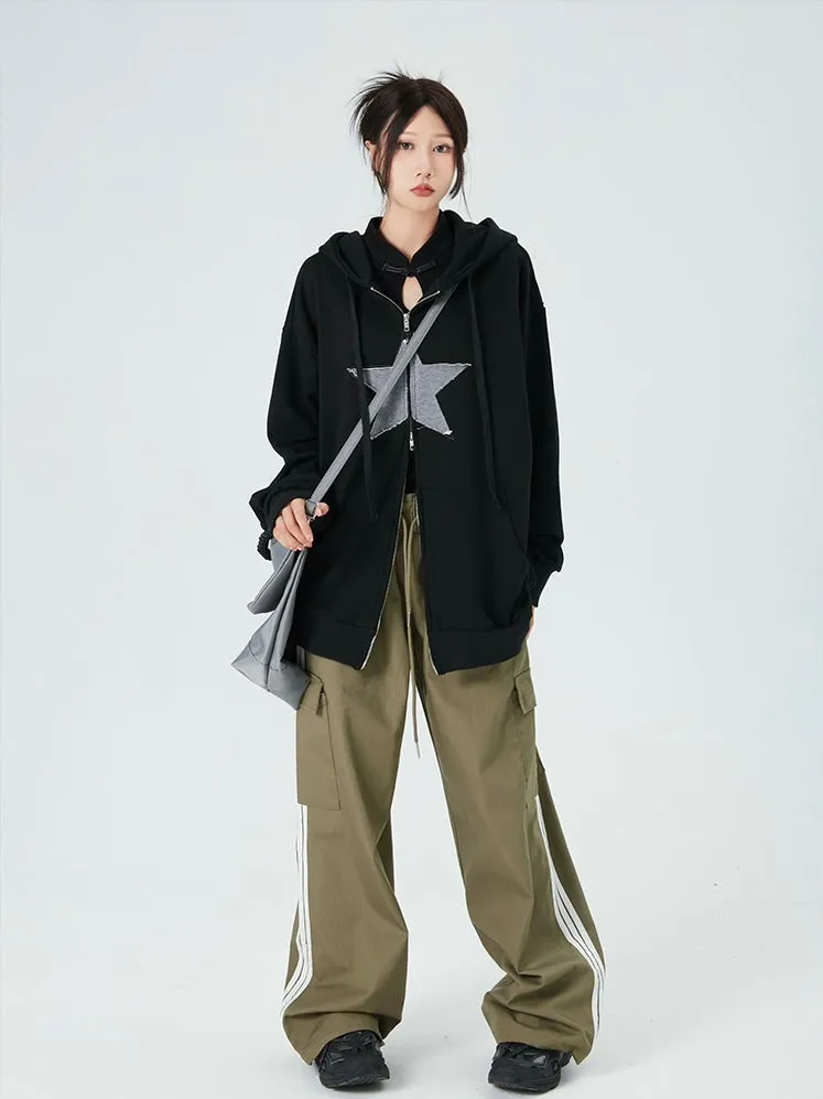 Oversized Double-Zip Star Hoodie