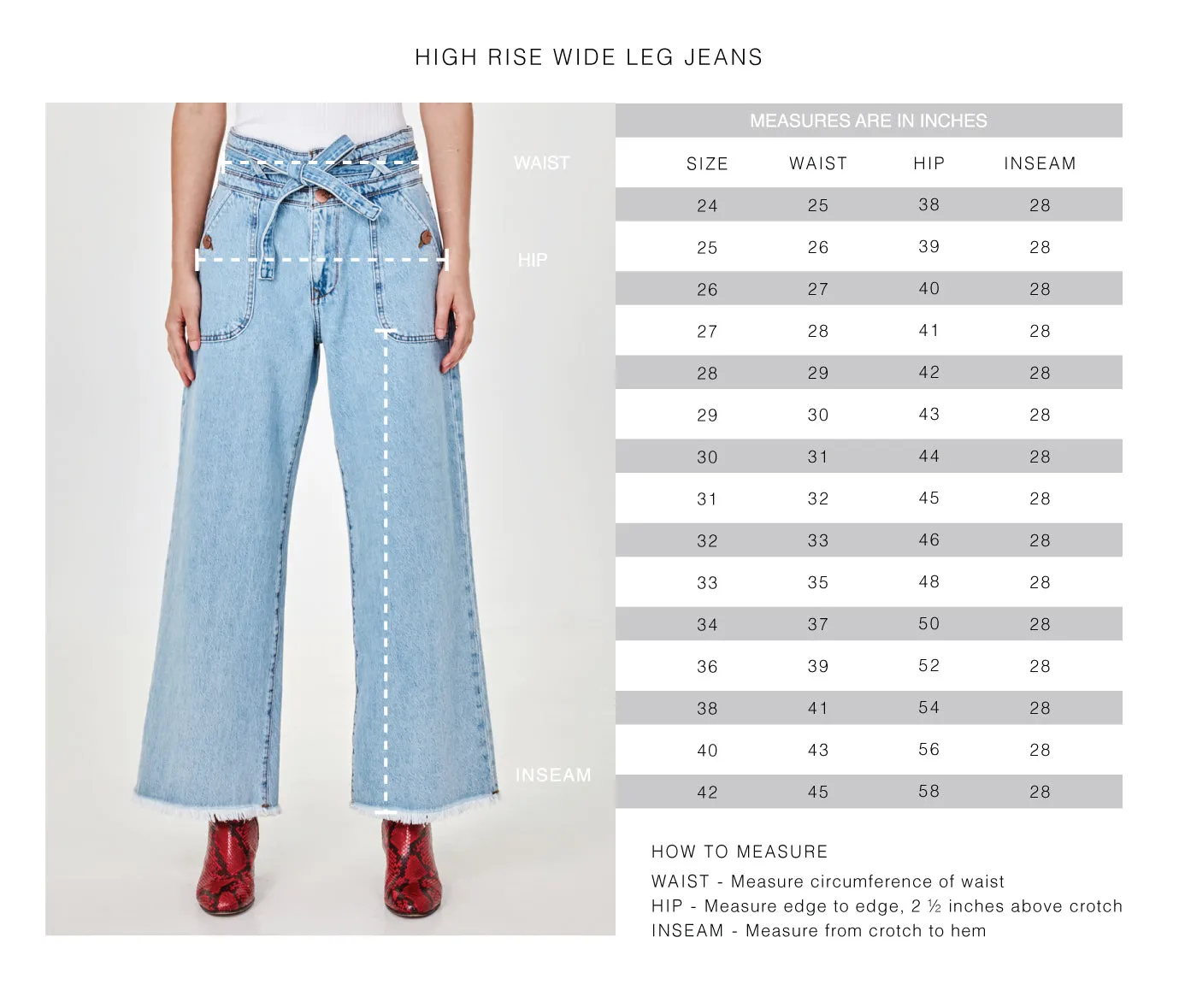 Pantalon jean durable à taille haute avec ceinture