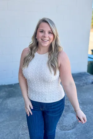 Party Ready Pearl Embellished Tank Top