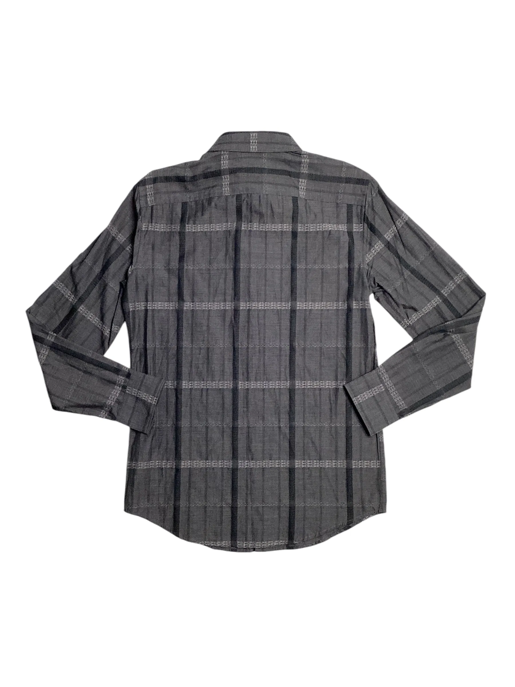 Perry Ellis Men's Cotton Tonal Jacquard Button Down Shirt  Black Medium