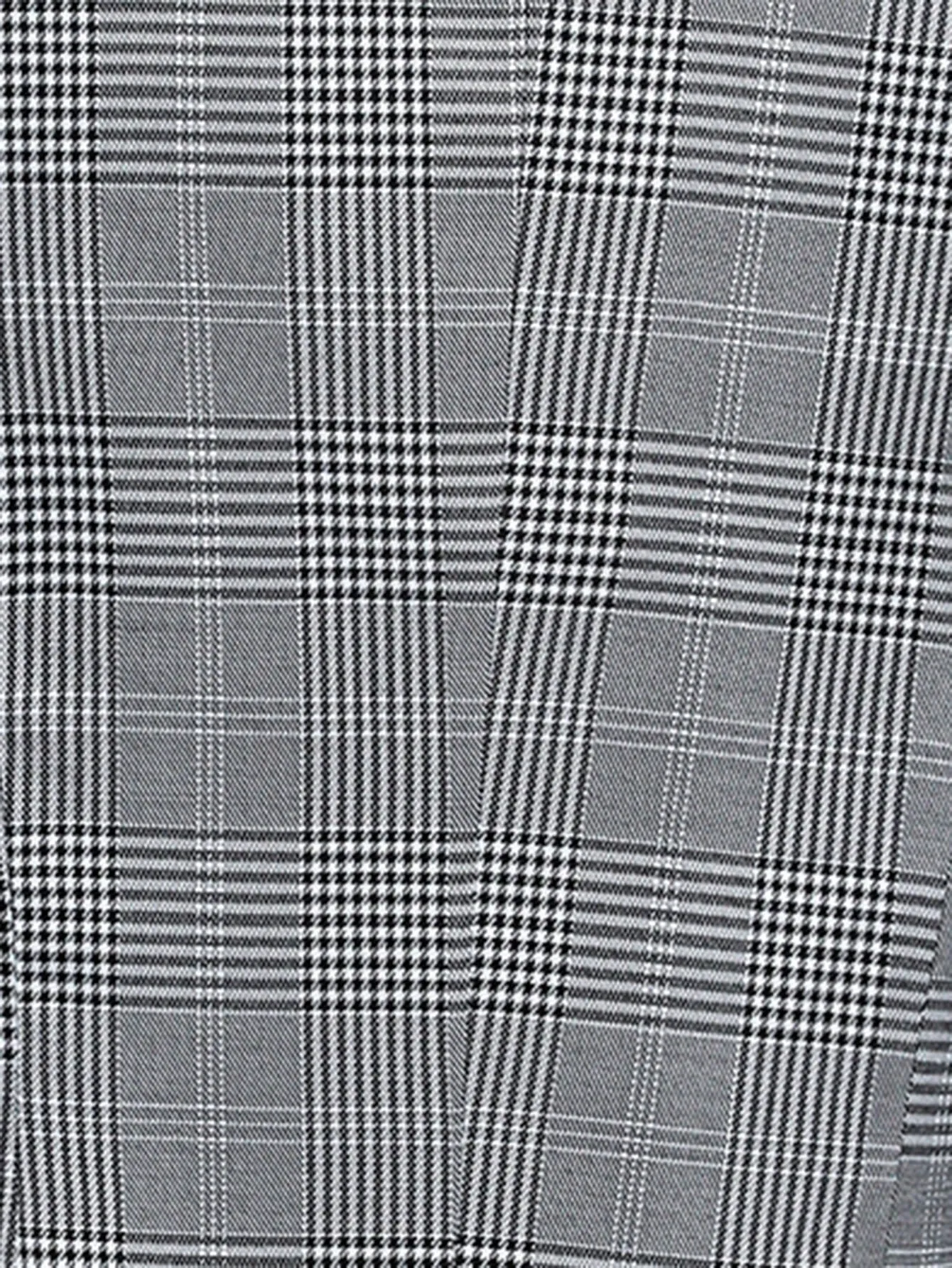 Plaid Double Breasted Lapel Collar Blazer
