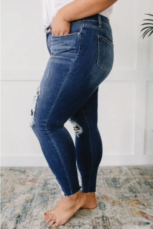 Plus Size Animal Patch Distressed Jeans