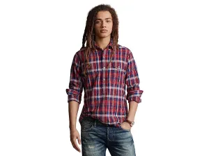 Polo Ralph Lauren Men's Cotton Classic Fit Madras Button Down Shirt Red Medium
