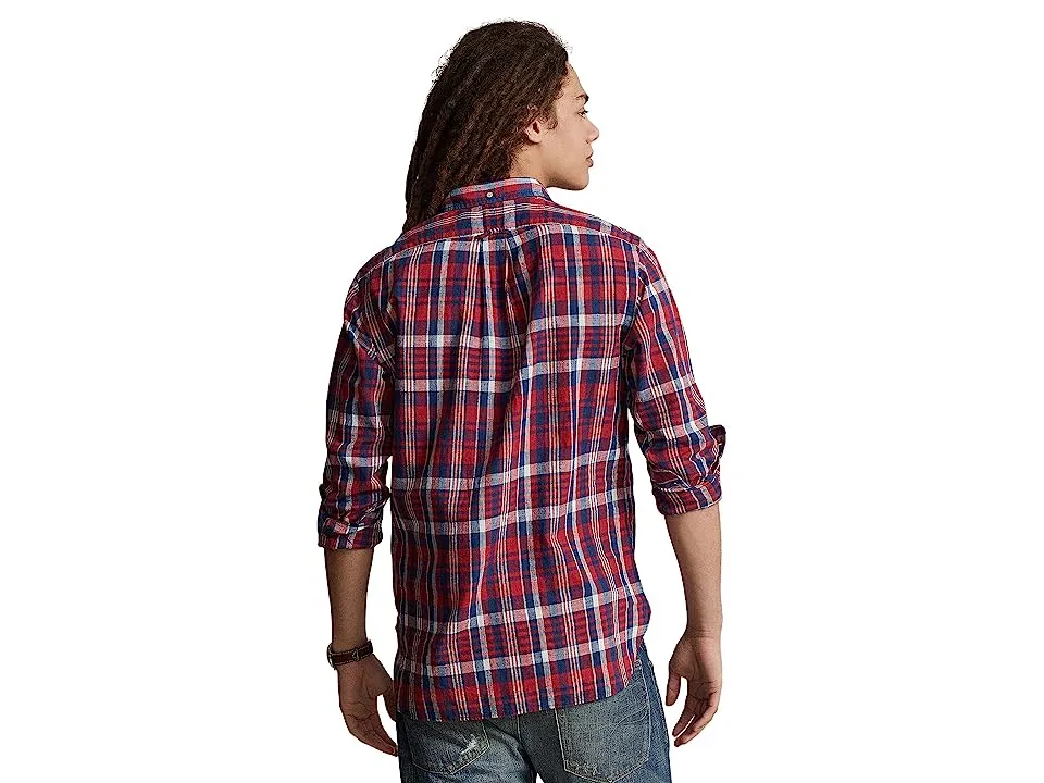 Polo Ralph Lauren Men's Cotton Classic Fit Madras Button Down Shirt Red Medium