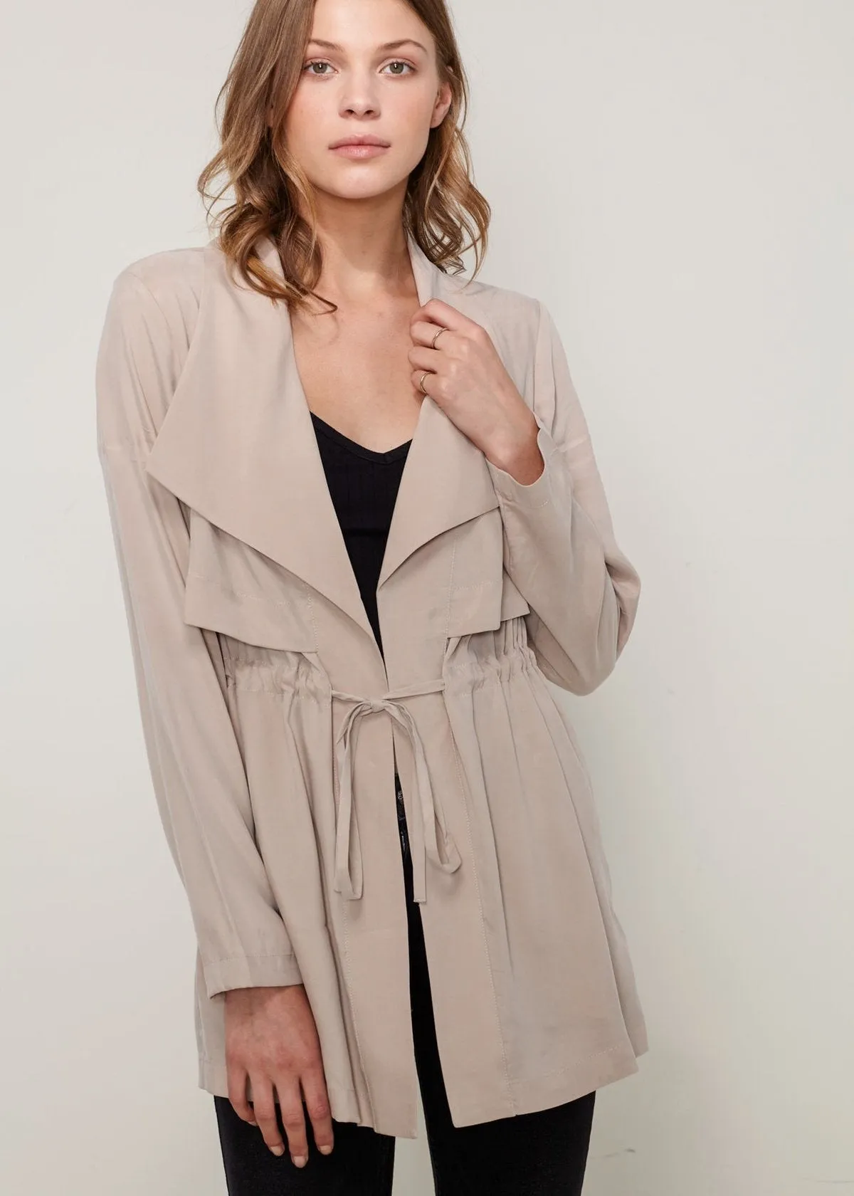 Ro&de Noir Open Front Jacket In Taupe