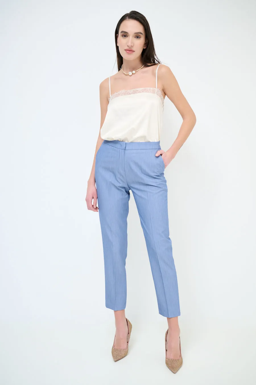 Slim fit ankle length tailored trousers wholesale