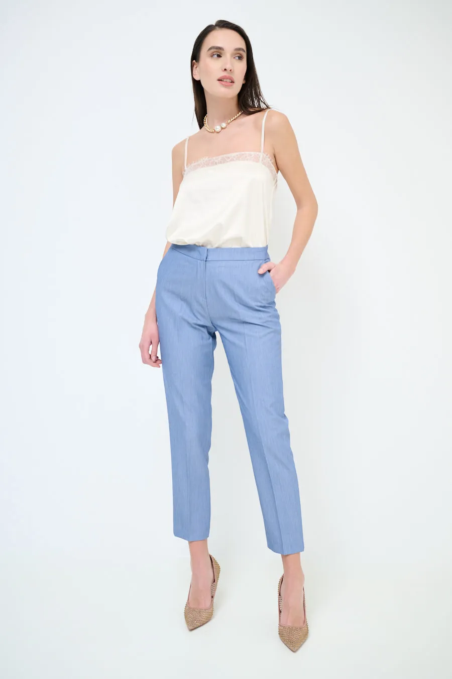 Slim fit ankle length tailored trousers wholesale