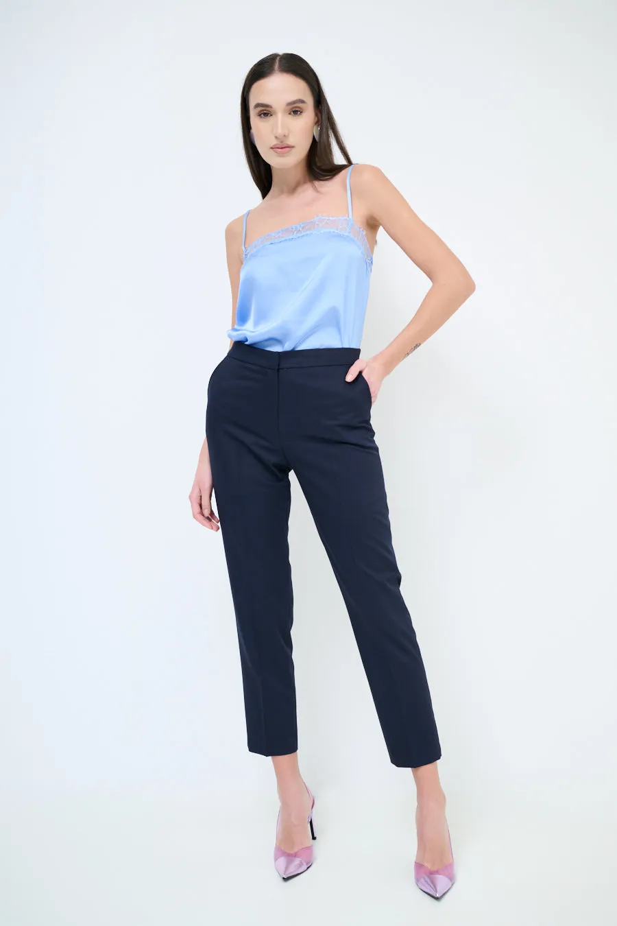 Slim fit ankle length tailored trousers wholesale