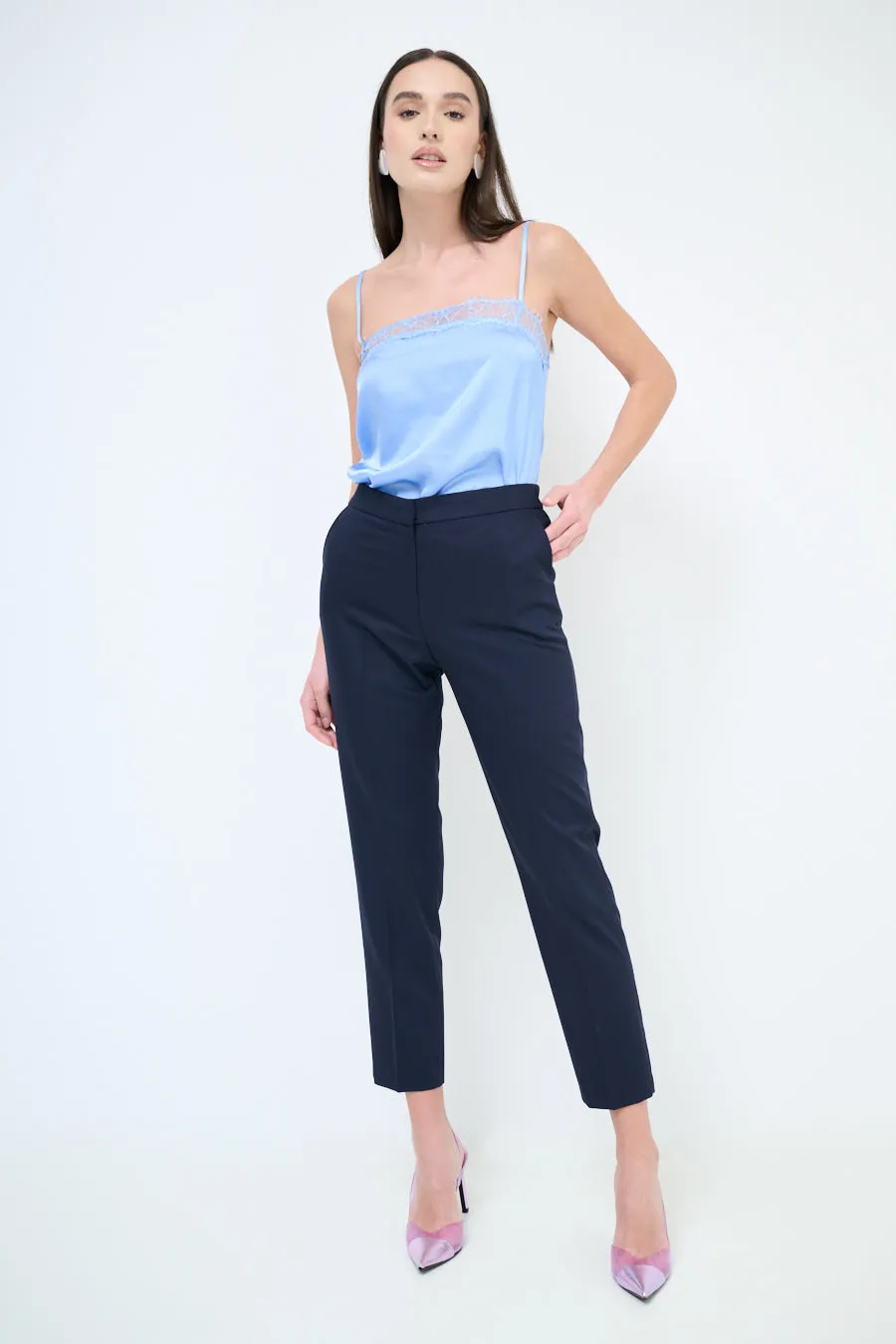 Slim fit ankle length tailored trousers wholesale