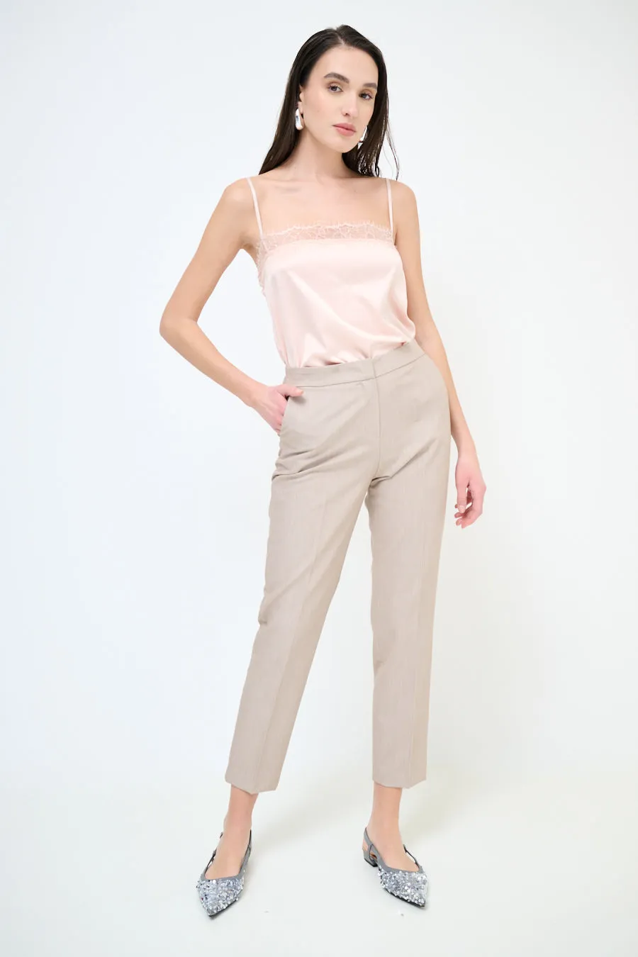 Slim fit ankle length tailored trousers wholesale