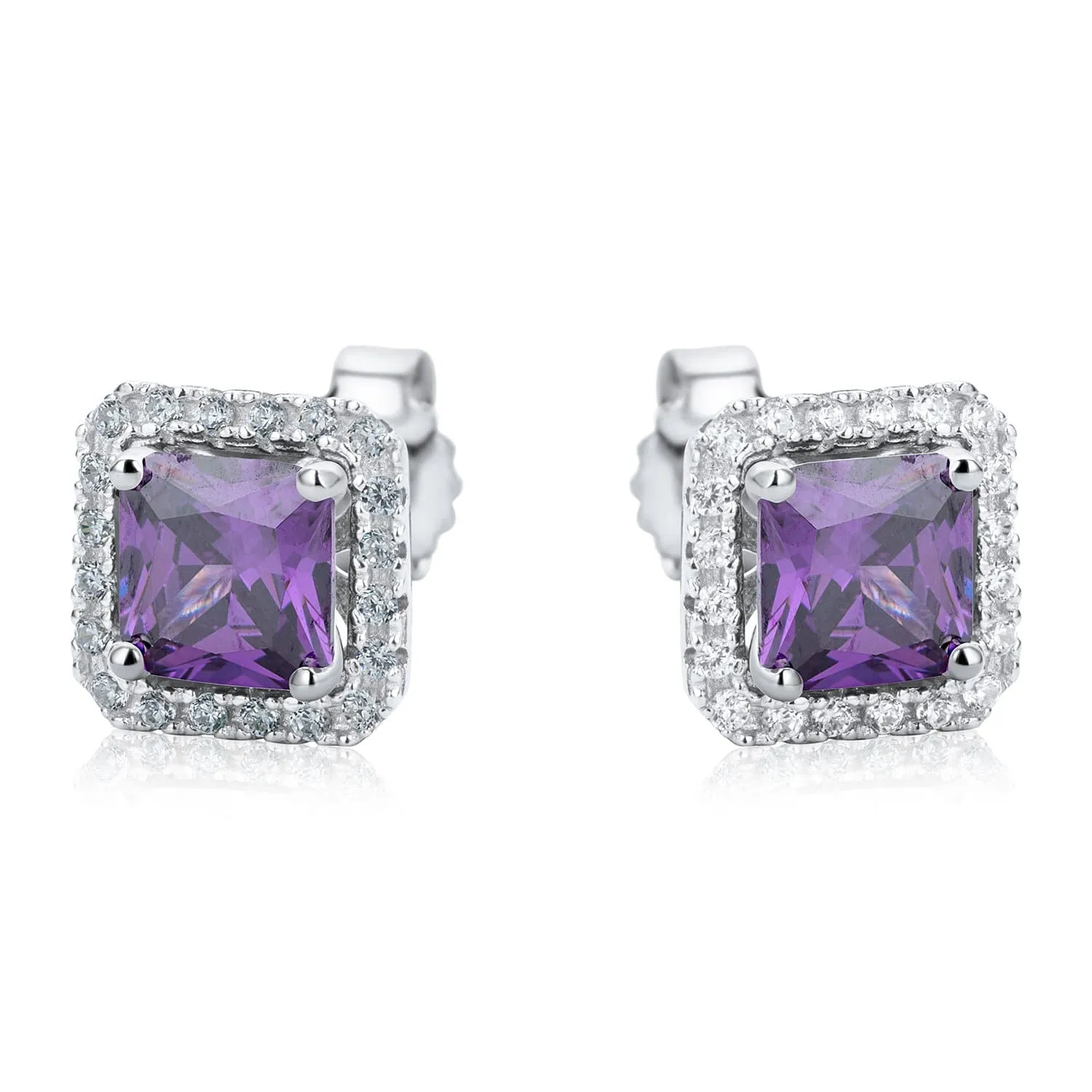 Square Multicolour Stud Set Sterling Silver