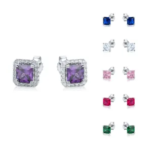 Square Multicolour Stud Set Sterling Silver