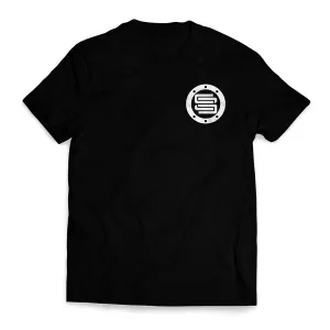 Supreme Suspensions® White On Black Two-Toned Cotton-Blended Premium T-Shirt w/ Pocket Print & Back Design