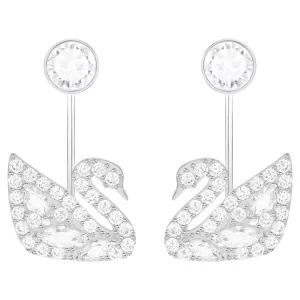 Swarovski Swan Lake earring jackets Mixed cuts, Swan, White, Rhodium plated -5379944