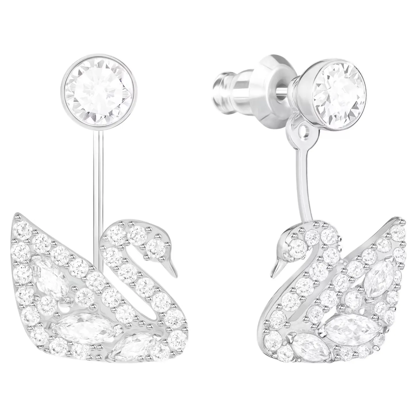 Swarovski Swan Lake earring jackets Mixed cuts, Swan, White, Rhodium plated -5379944