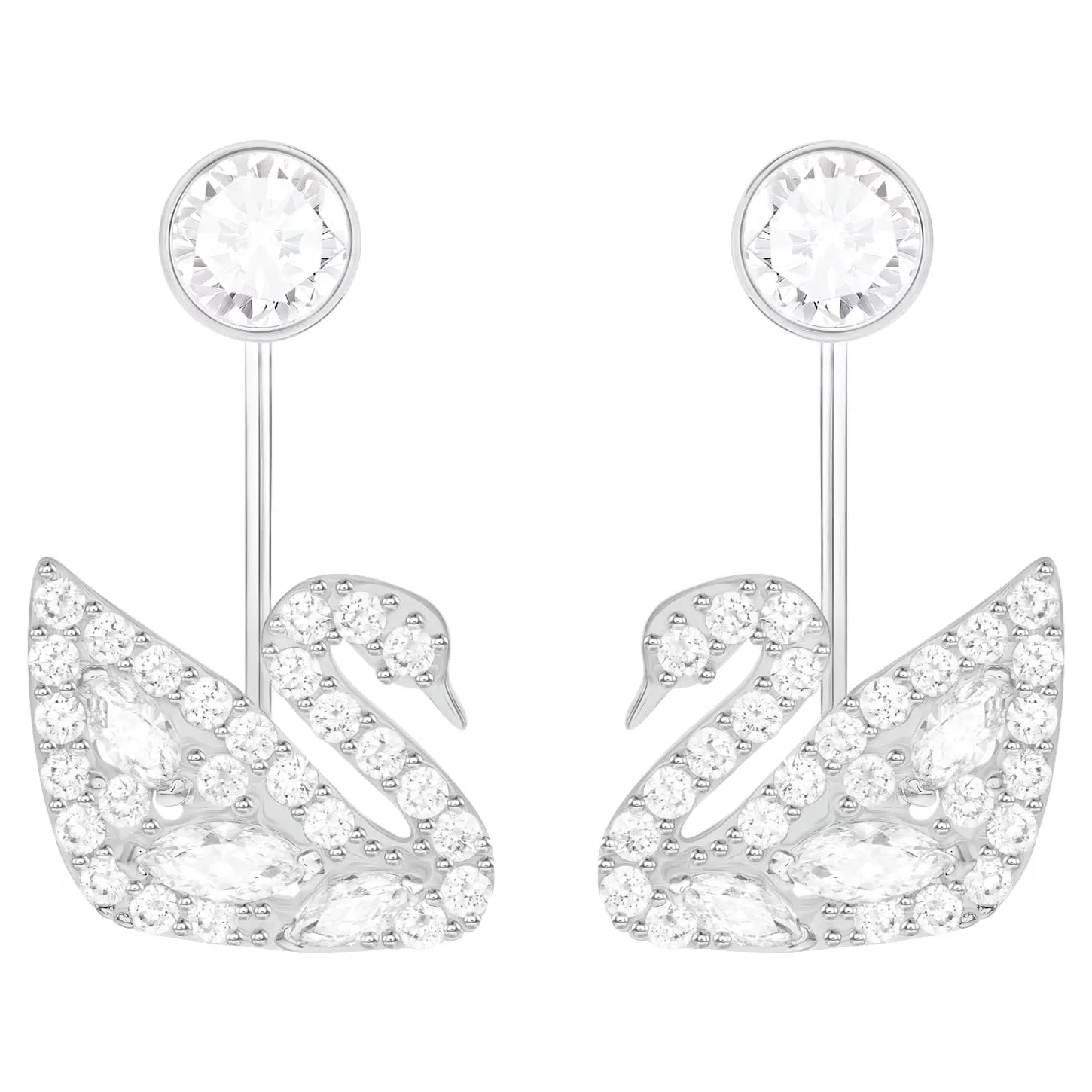 Swarovski Swan Lake earring jackets Mixed cuts, Swan, White, Rhodium plated -5379944