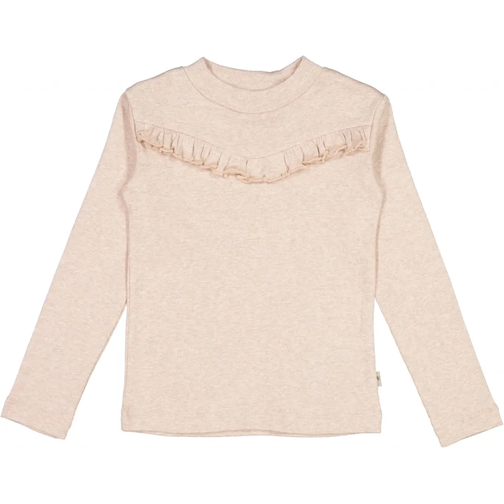 T-Shirt Rib Ruffle - rose melange