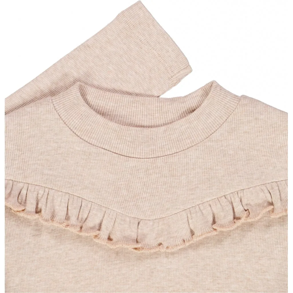T-Shirt Rib Ruffle - rose melange