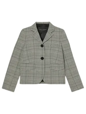 Tara Jarmon Valensola Grey Glen Olaid Jacket in Charcoal