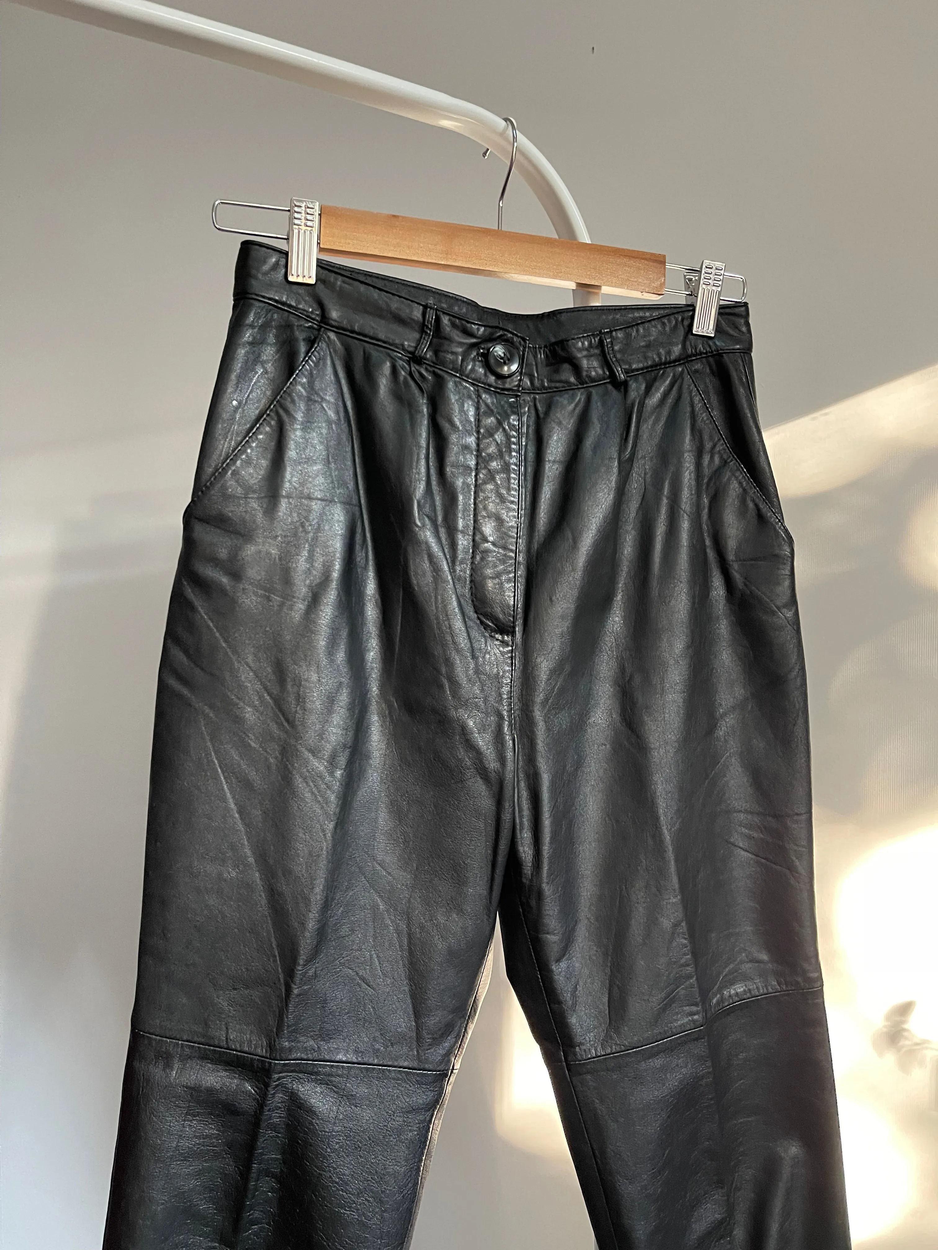 Timeless Black High-Rise Leather Trousers - 28