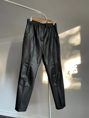 Timeless Black High-Rise Leather Trousers - 28