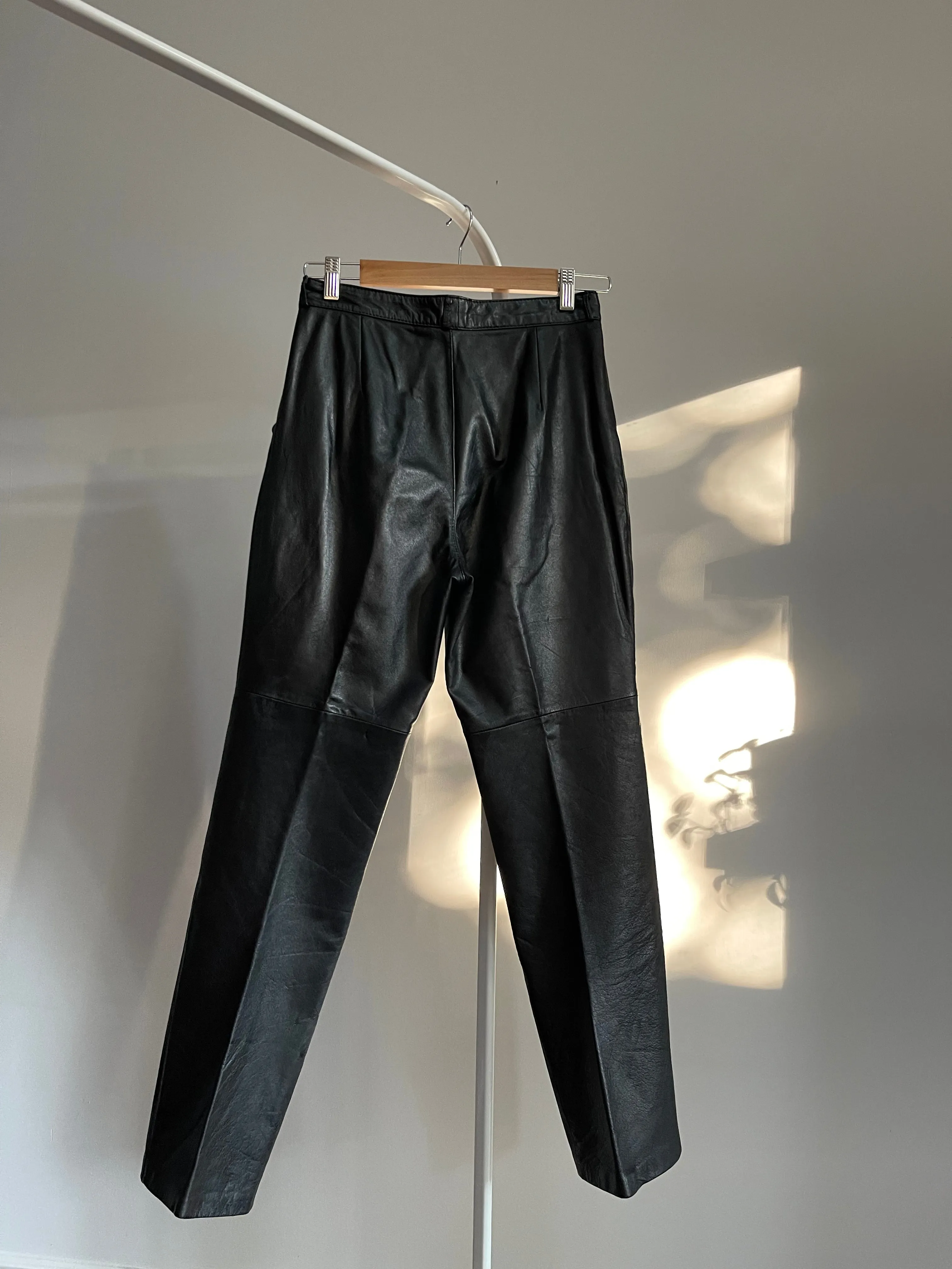 Timeless Black High-Rise Leather Trousers - 28