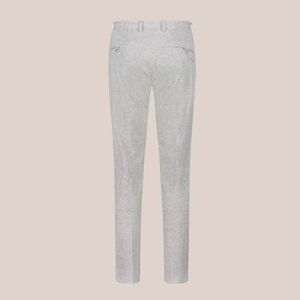 Tonal Glen Plaid Drawstring Jersey Chinos - Light Grey