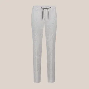 Tonal Glen Plaid Drawstring Jersey Chinos - Light Grey
