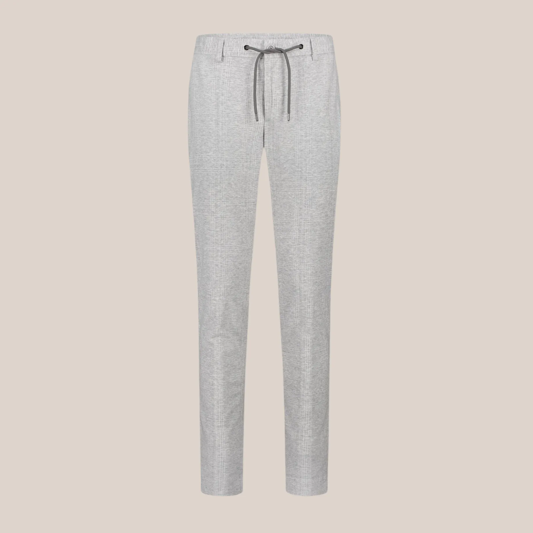 Tonal Glen Plaid Drawstring Jersey Chinos - Light Grey