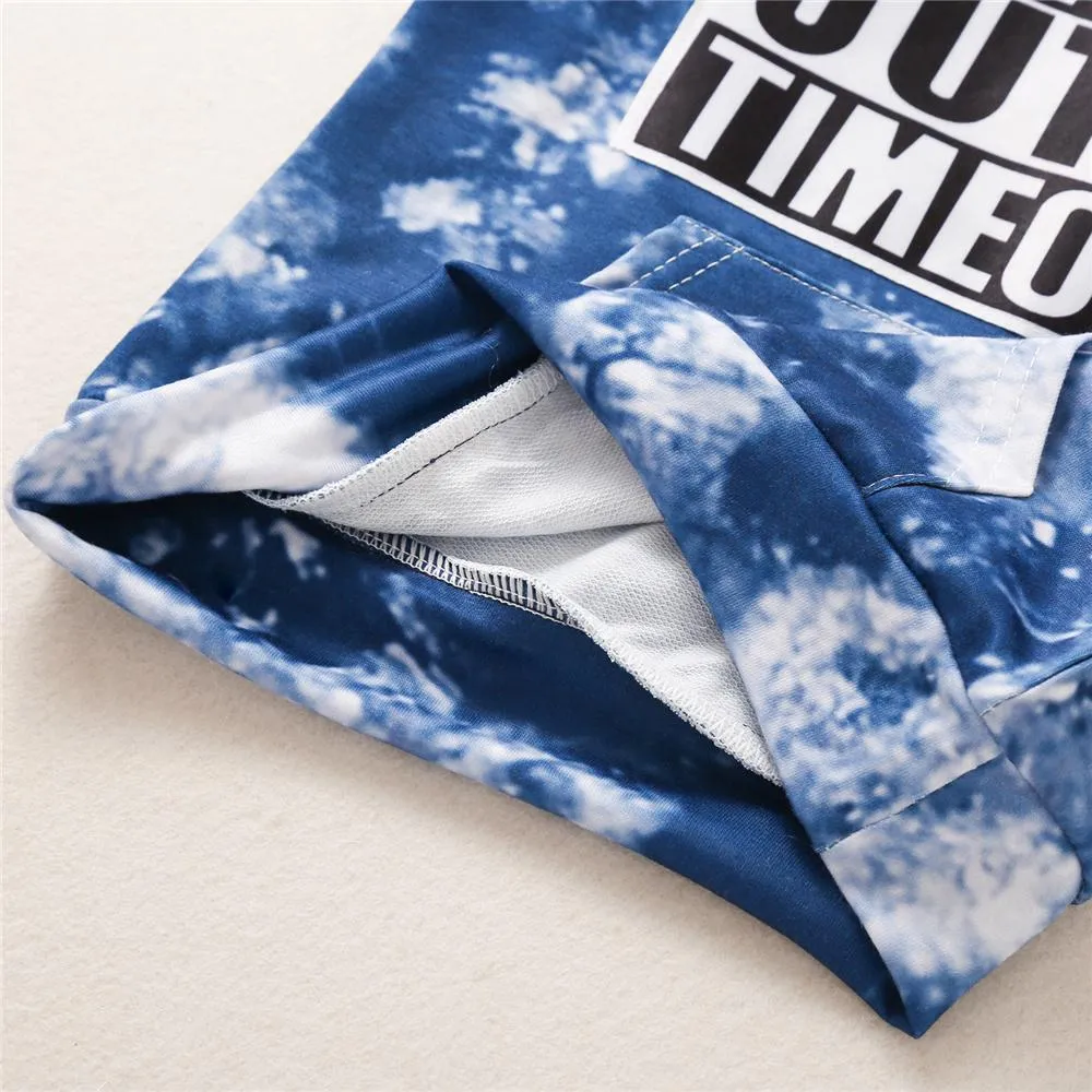 Unisex Letter Printed Long Sleeve Tie Dye Hooded Top Wholesale Toddler T Shirts