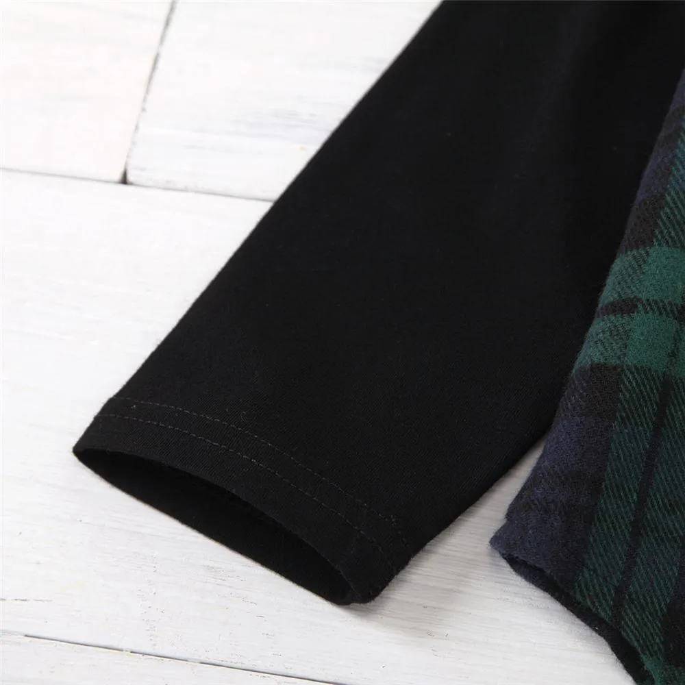 Unisex Number Plaid Long Sleeve Lapel Shirts Kids Wholesale Clothing