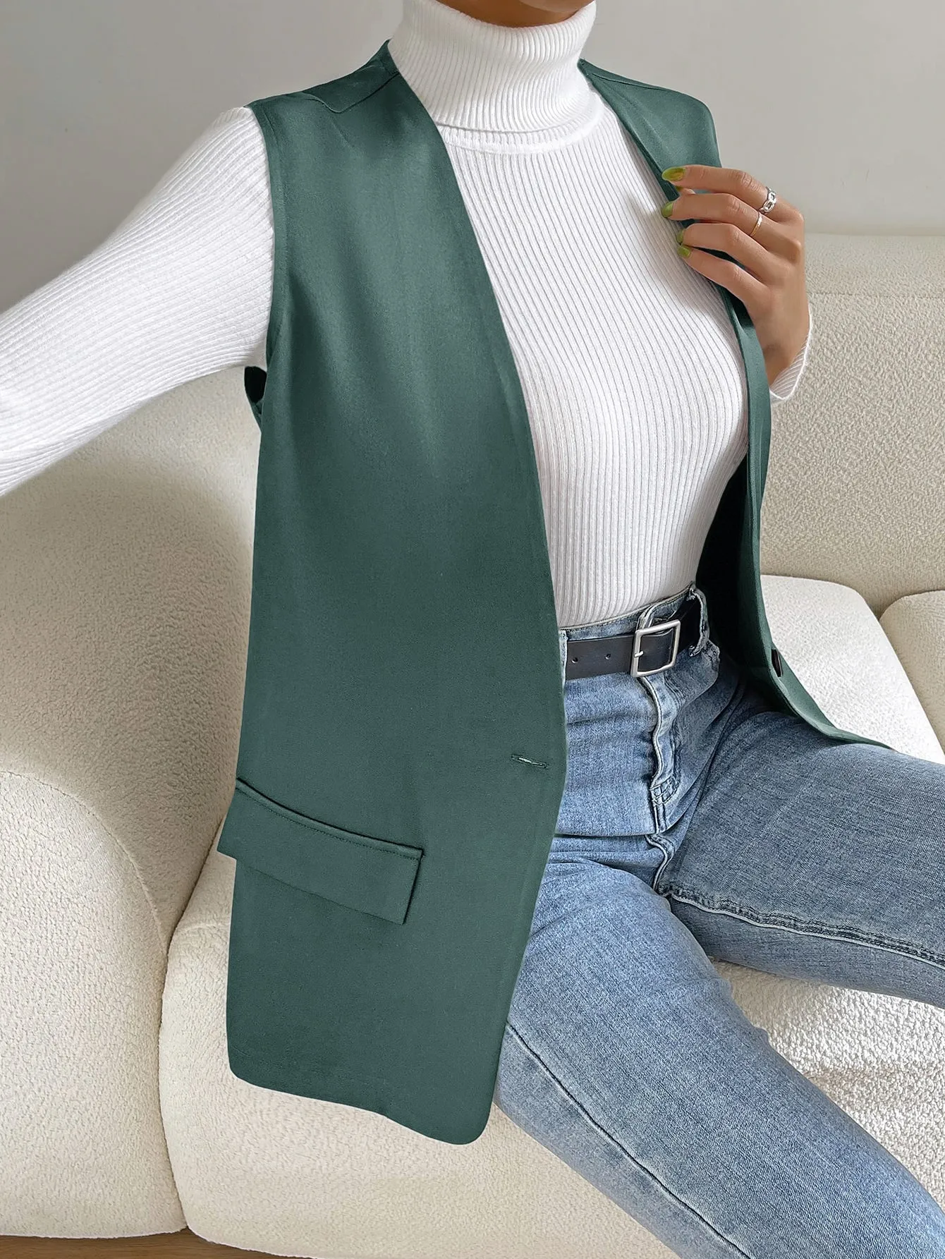 Unity Solid Single Button Vest Blazer