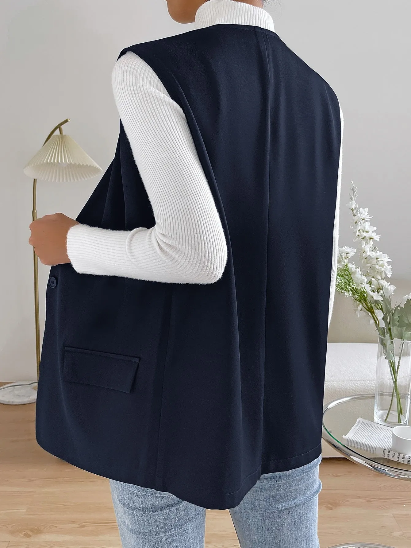 Unity Solid Single Button Vest Blazer
