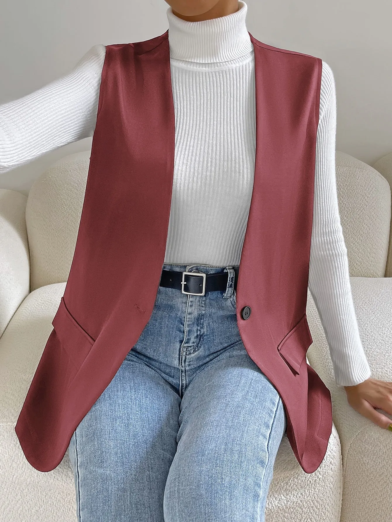 Unity Solid Single Button Vest Blazer
