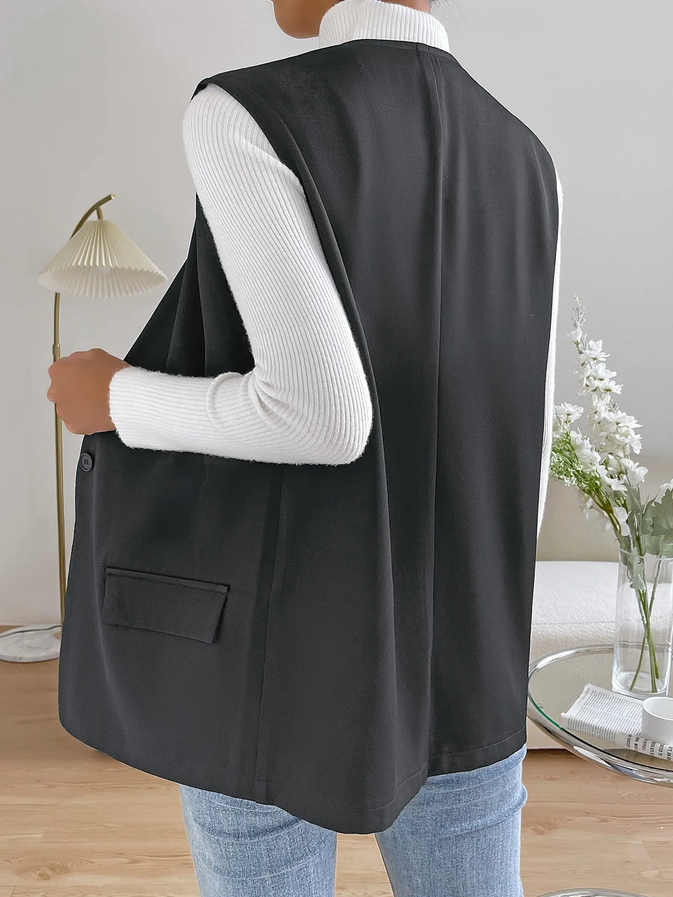 Unity Solid Single Button Vest Blazer