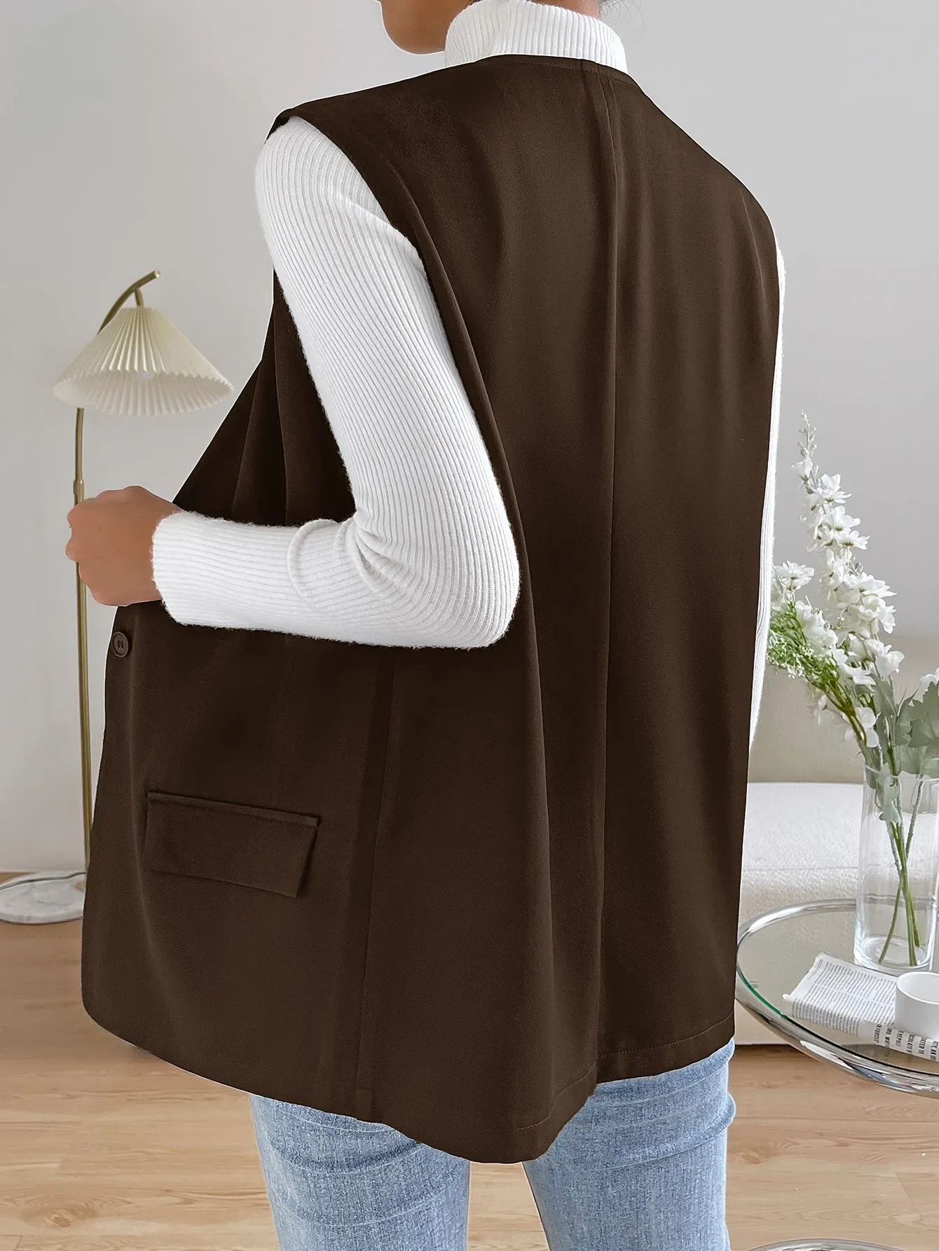 Unity Solid Single Button Vest Blazer