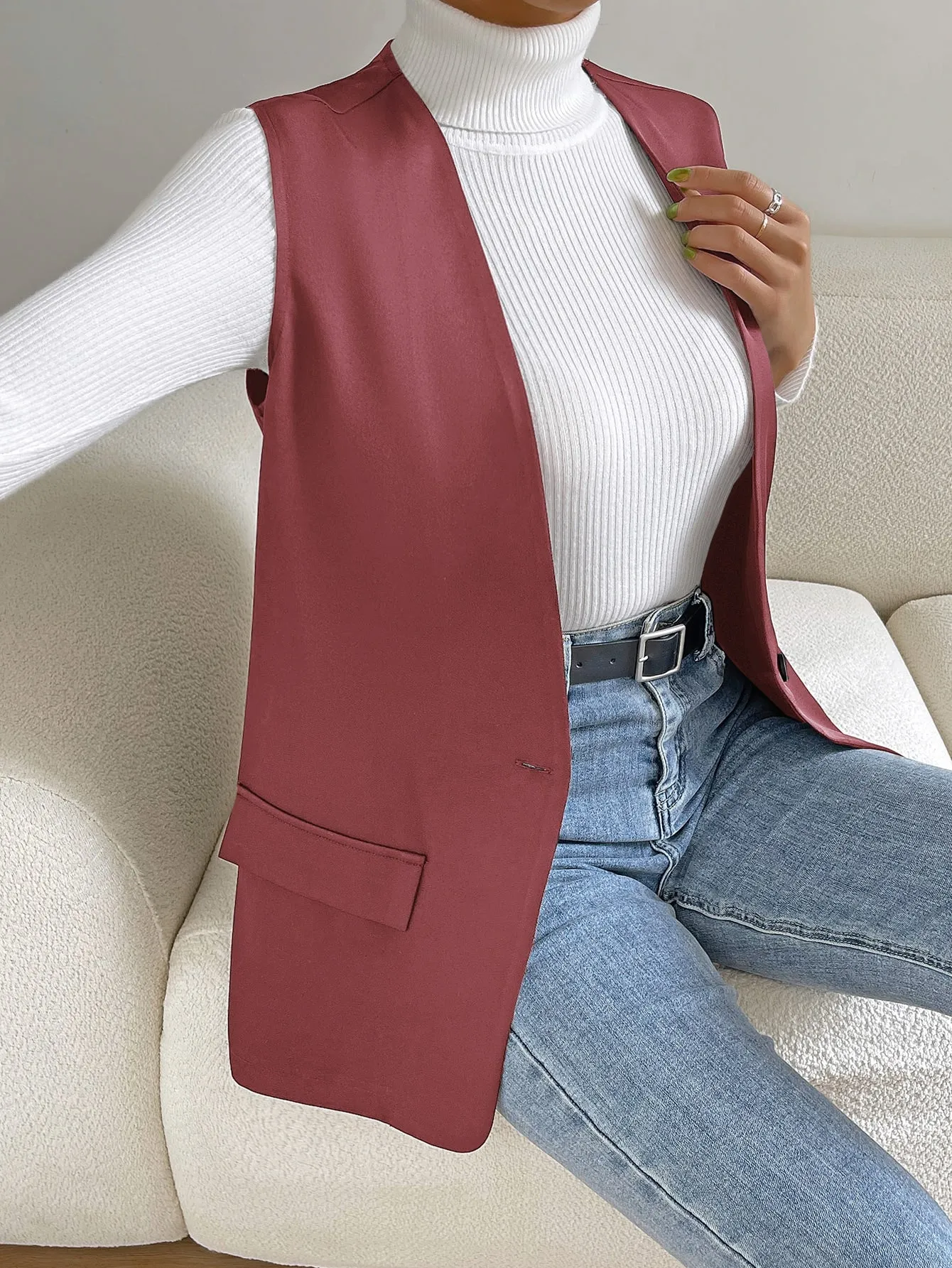 Unity Solid Single Button Vest Blazer