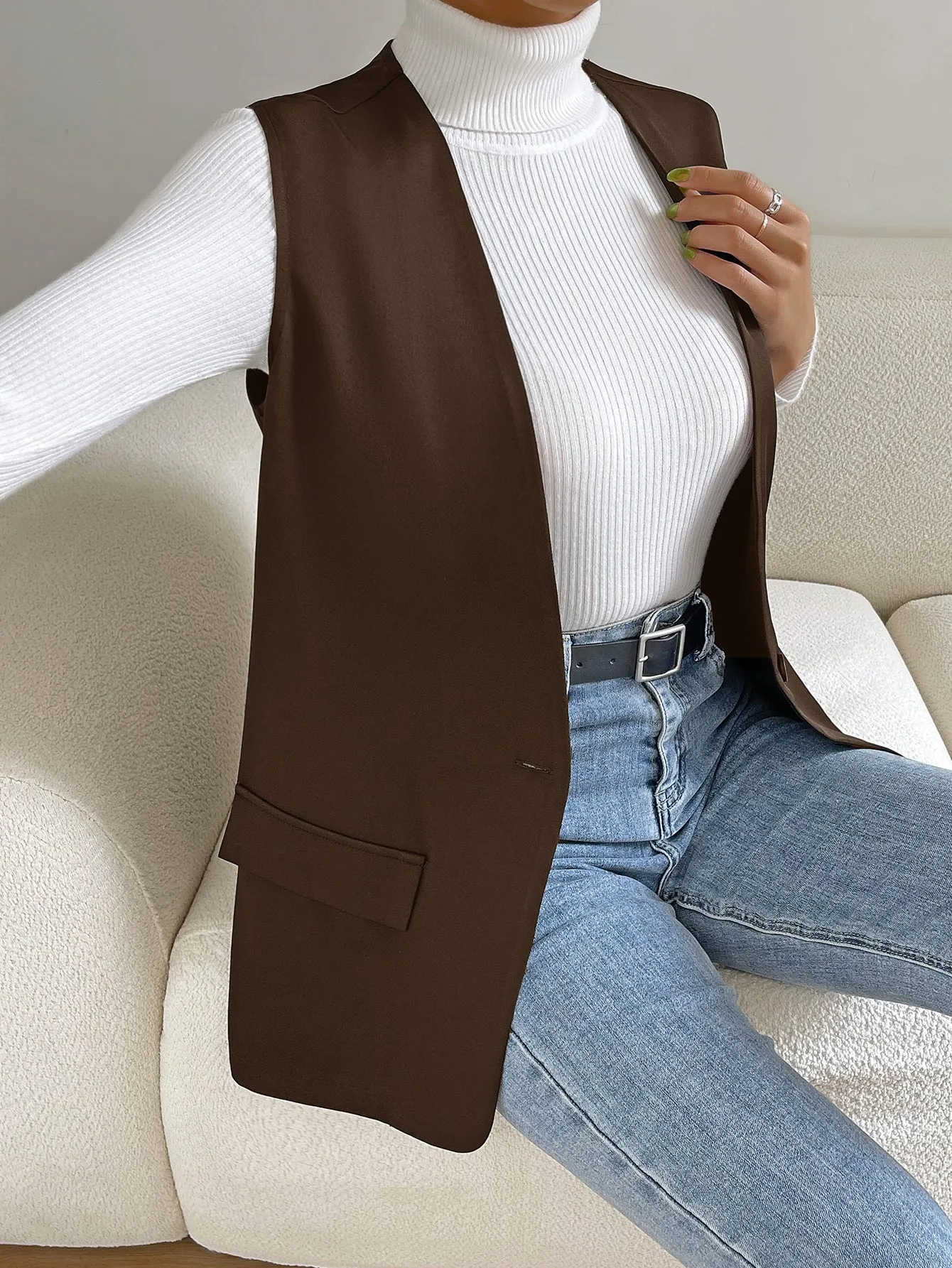 Unity Solid Single Button Vest Blazer