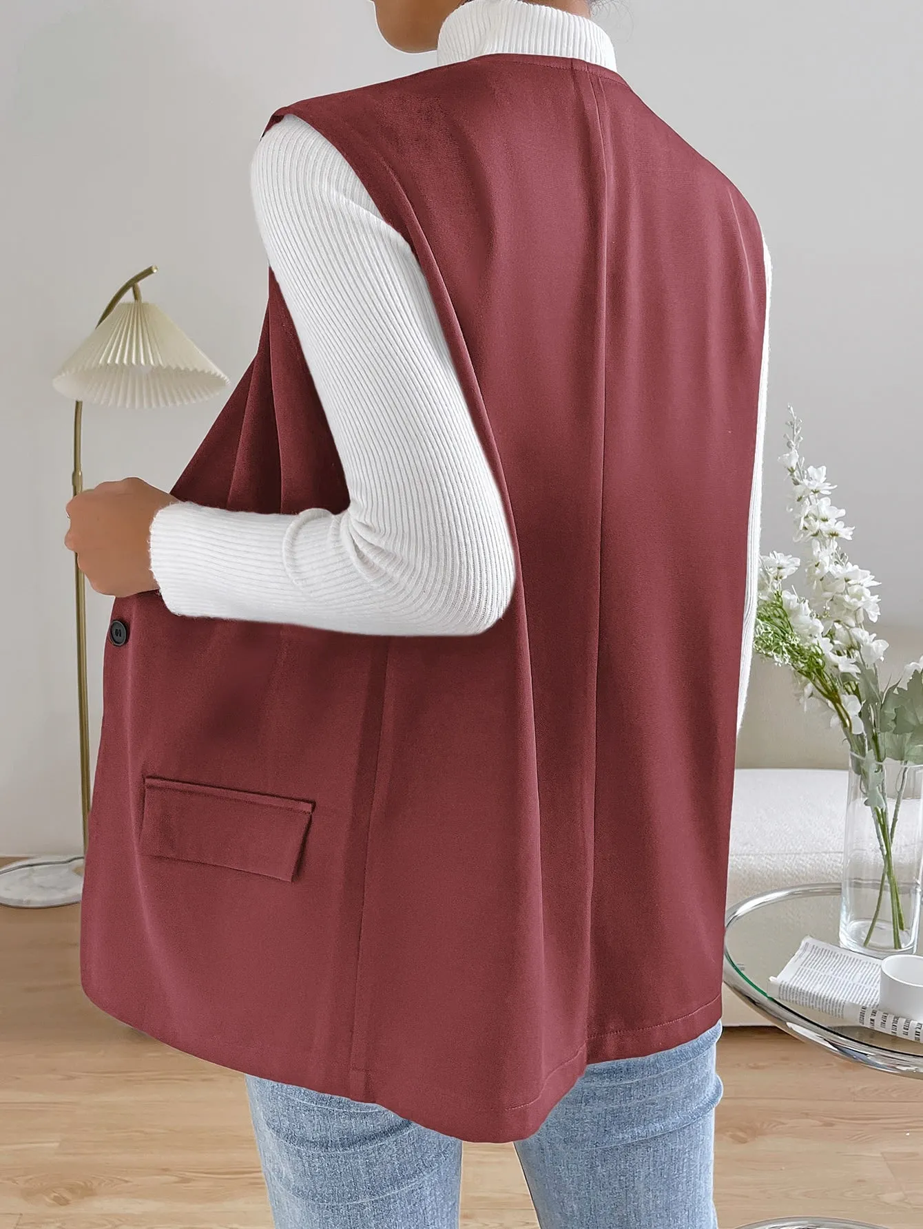 Unity Solid Single Button Vest Blazer