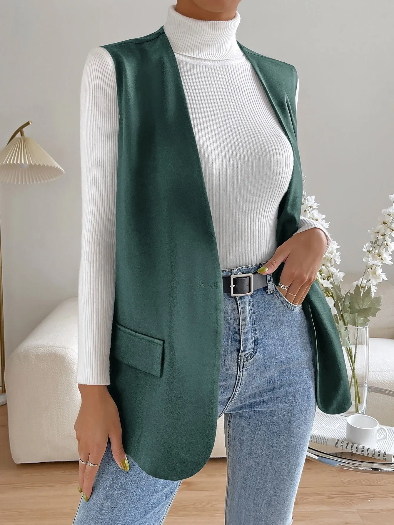 Unity Solid Single Button Vest Blazer