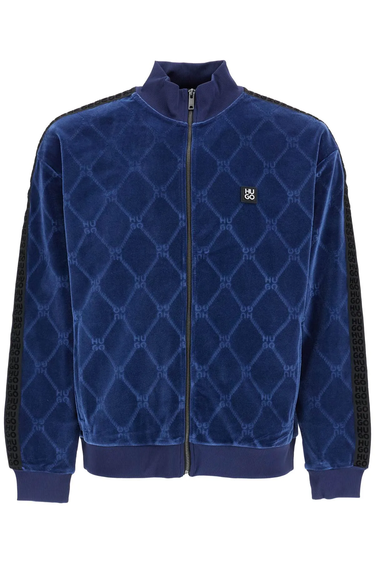 Velvet Diamond Pattern Zip Sweatshirt