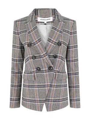 Veronica Beard Miller Dickey Jacket with Elbow Patches in Black Multi
