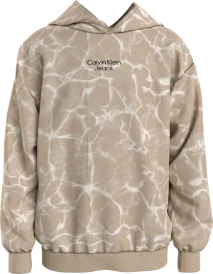 WATER AOP RELAXED HOODIE - HORSERADDISH