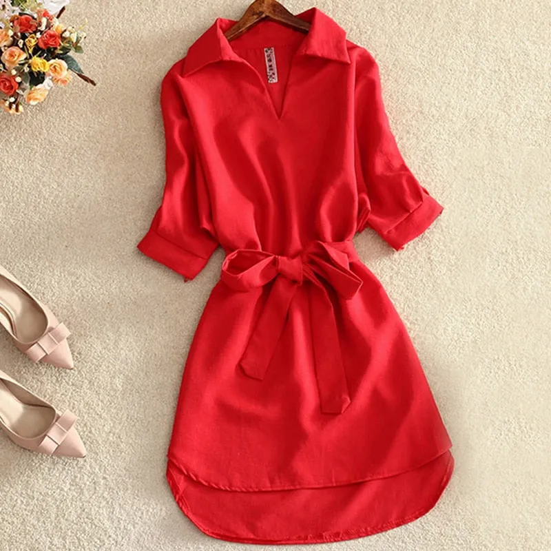 Women Sashes Tunic Shirt