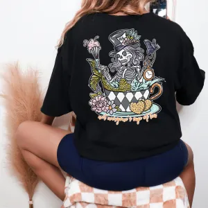 Wonderland Skelly [pocket & back design] - T-Shirt